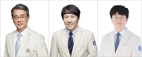 ▲ (왼쪽부터) 강무일, 하정훈 교수, 정채호 임상강사(사진 제공: 서울성모병원)